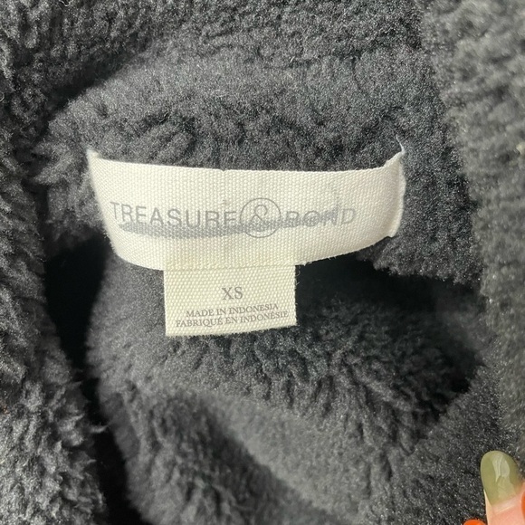 Treasure & Bond Nordstrom Check Jacket Faux Sherpa Navy and Black Size XS - Picture 11 of 12